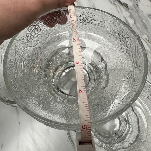 Vintage Indiana Glass Tiara Ponderosa Pine Serving Bowl and 3 Salad Bowls Clear - Picture 5 of 10